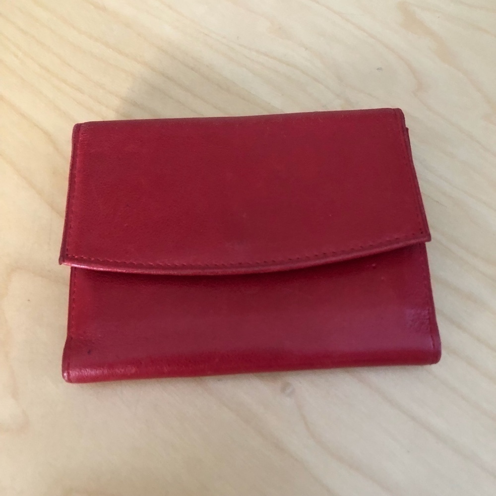 NORDSTROM Tri Fold Leather Wallet Women's Cherry Red